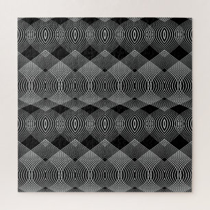 Monochrome Linien: Texturiertes abstraktes Design Puzzle