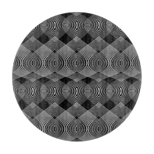 Monochrome Linien: Texturiertes abstraktes Design Schneidebrett (Vorderseite)