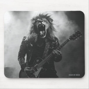 Monochrome Löwe Gitarrist Rock-Musik-Mauspad Mousepad