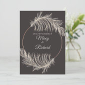 Monochrome Luxury Pampas Grass Boho Wedding Card (Stehend Vorderseite)