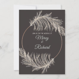 Monochrome Luxus-Pampasgras Boho-Hochzeitskarte