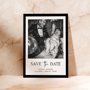 Monochrome Luxus Schwarz-Weiß-Foto-QR-Code Save The Date