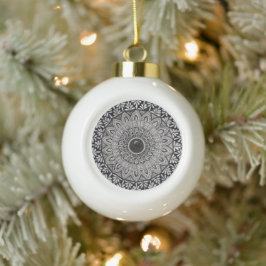monochrome Madala-Kunst auf Weihnachtsschmuck Keramik Kugel-Ornament