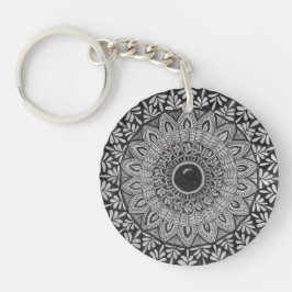 monochrome Mandala-Kunst auf Acryl-Schlüsselanhäng Schlüsselanhänger