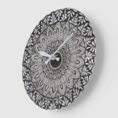 Monochrome Mandala-Kunst Wanduhr (Winkel)