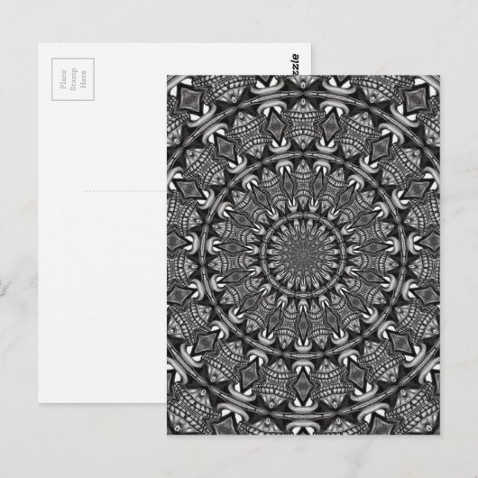 Monochrome Mandala Postkarte (Vorne/Hinten)