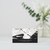 Monochrome Masculine Brush Strokes QR code Visitenkarte (Stehend Vorderseite)