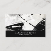 Monochrome Masculine Brush Strokes QR code  Visitenkarte (Vorderseite)