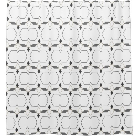 Monochrome Matrix Black Gray and Gold Accent Duschvorhang (Vorderseite)