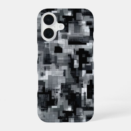 Monochrome Matrix-Mosaik iPhone 16 Hülle (Rückseite)