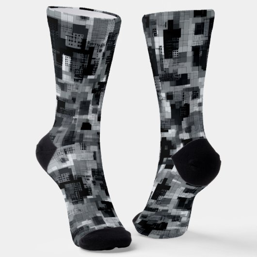 Monochrome Matrix-Mosaik Socken (Gewinkelt)