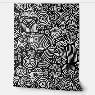 Monochrome Maus: Abstrakte Doodle Tapete