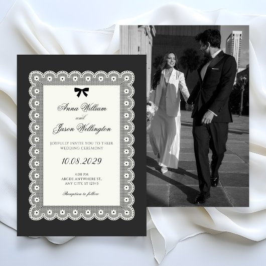 Monochrome minimalist elegant wedding  einladung