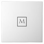 Monochrome Minimalistisch-Rectangle-Monogramm Fliese<br><div class="desc">Elegantes Monogramm. Cooler schwarzer Hintergrund. Name,  Anschrift,  Telefon,  Website und E-Mail einfügen</div>