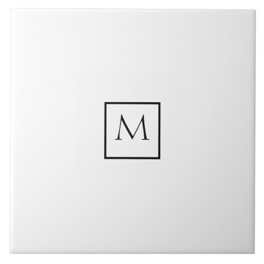 Monochrome Minimalistisch-Rectangle-Monogramm Fliese (Vorderseite)