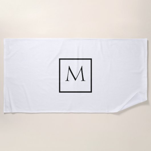 Monochrome Minimalistisch-Rectangle-Monogramm Strandtuch (Vorderseite)