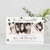 Monochrome Minimalistisch Schwarz-weiß - ADD 3 FOT Einladung (Stehend Vorderseite)