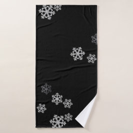 Monochrome Minimalistisch Snowflake Weihnachtsmust Badehandtuch