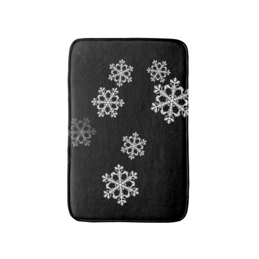 Monochrome Minimalistisch Snowflake Weihnachtsmust Badematte (Vorderseite Vertikal)