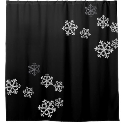 Monochrome Minimalistisch Snowflake Weihnachtsmust Duschvorhang (Vorderseite)