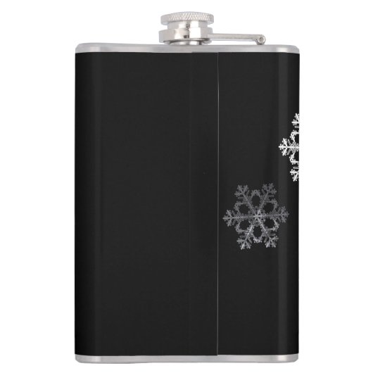 Monochrome Minimalistisch Snowflake Weihnachtsmust Flachmann (Rückseite)