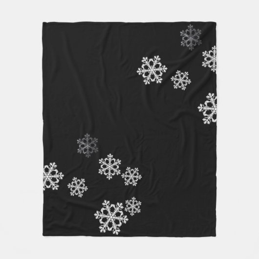 Monochrome Minimalistisch Snowflake Weihnachtsmust Fleecedecke (Vorderseite)