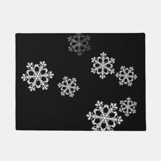 Monochrome Minimalistisch Snowflake Weihnachtsmust Fußmatte (Vorderseite)