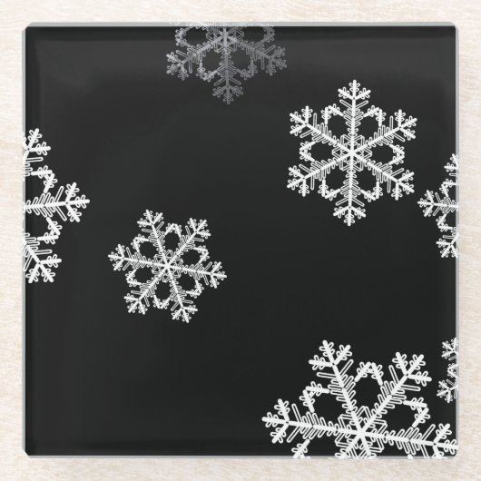 Monochrome Minimalistisch Snowflake Weihnachtsmust Glasuntersetzer (Vorderseite)