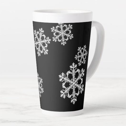 Monochrome Minimalistisch Snowflake Weihnachtsmust Milchtasse (Rechte Ecke)