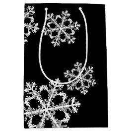 Monochrome Minimalistisch Snowflake Weihnachtsmust Mittlere Geschenktüte