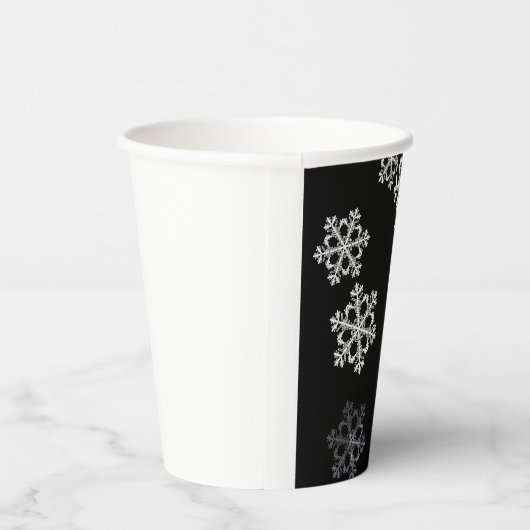 Monochrome Minimalistisch Snowflake Weihnachtsmust Pappbecher (Rechts)