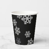 Monochrome Minimalistisch Snowflake Weihnachtsmust Pappbecher (Vorderseite)