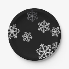 Monochrome Minimalistisch Snowflake Weihnachtsmust Pappteller