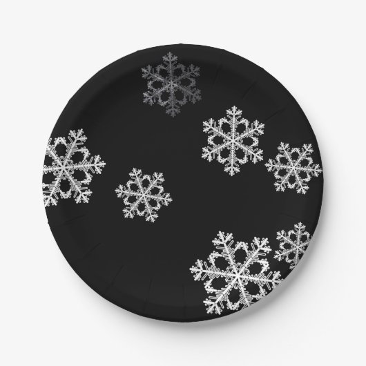 Monochrome Minimalistisch Snowflake Weihnachtsmust Pappteller (Vorderseite)