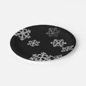 Monochrome Minimalistisch Snowflake Weihnachtsmust Pappteller (Schrägansicht)