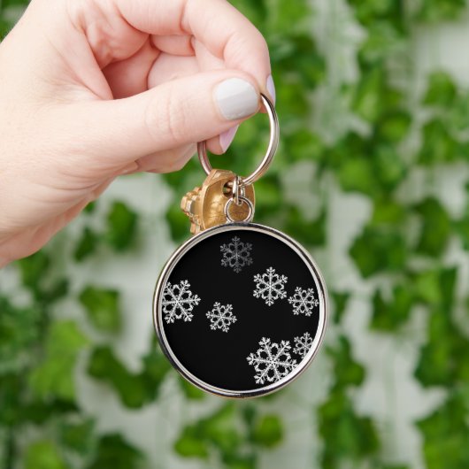 Monochrome Minimalistisch Snowflake Weihnachtsmust Schlüsselanhänger (Hand)