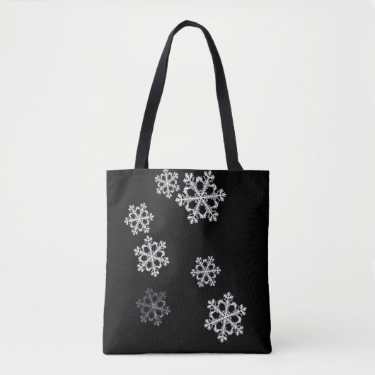 Monochrome Minimalistisch Snowflake Weihnachtsmust Tasche (Vorderseite)