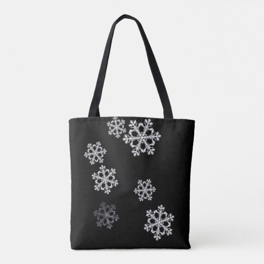 Monochrome Minimalistisch Snowflake Weihnachtsmust Tasche (Rückseite)