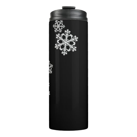 Monochrome Minimalistisch Snowflake Weihnachtsmust Thermosbecher (Vorderseite)