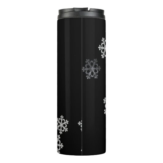 Monochrome Minimalistisch Snowflake Weihnachtsmust Thermosbecher (Rückseite)
