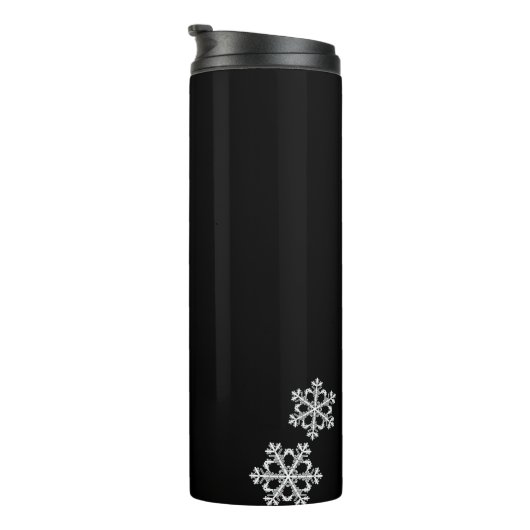 Monochrome Minimalistisch Snowflake Weihnachtsmust Thermosbecher (Nach rechts gedreht)