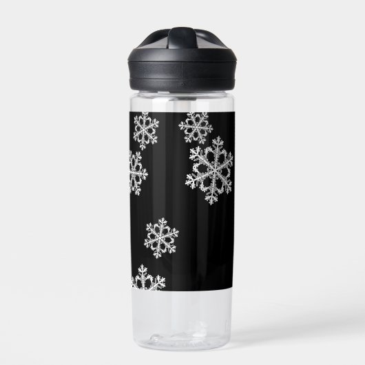Monochrome Minimalistisch Snowflake Weihnachtsmust Trinkflasche (Vorderseite)