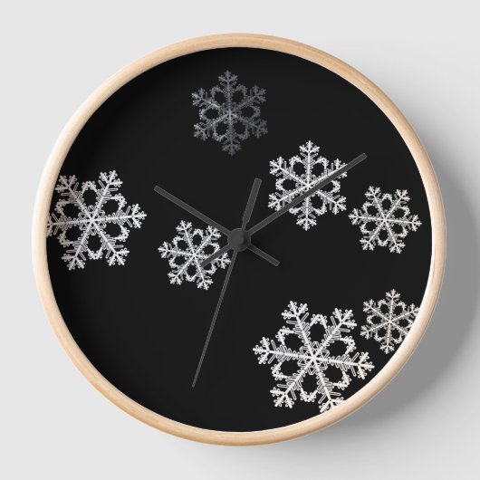 Monochrome Minimalistisch Snowflake Weihnachtsmust Uhr (Vorderseite)
