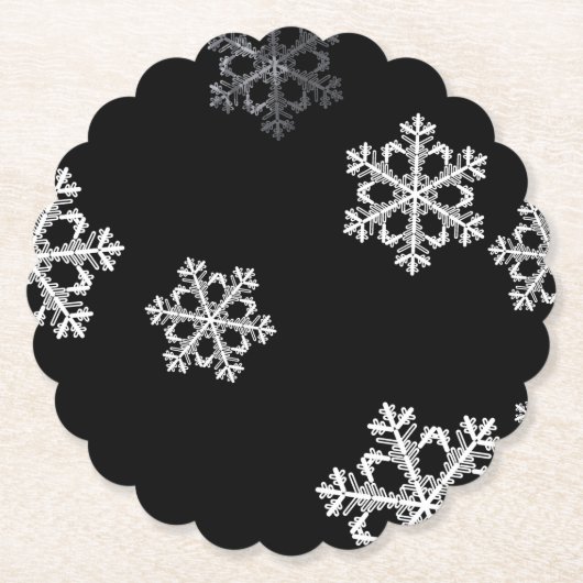 Monochrome Minimalistisch Snowflake Weihnachtsmust Untersetzer (Vorderseite)