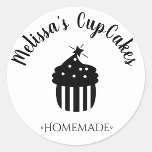 Monochrome Minimalistische CupCake Selbstgebackene Runder Aufkleber