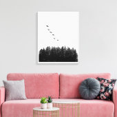 Monochrome Minimalistische Fliegengänse und Kiefer Leinwanddruck (Insitu (Wohnzimmer))