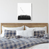 Monochrome Minimalistische Fliegengänse und Kiefer Leinwanddruck (Insitu (Schlafzimmer))