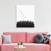 Monochrome Minimalistische Fliegengänse und Kiefer Leinwanddruck (Insitu (Wohnzimmer))