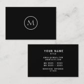 Monochrome Minimalistische Mit Monogramm EleganBla Visitenkarte (Vorne/Hinten)