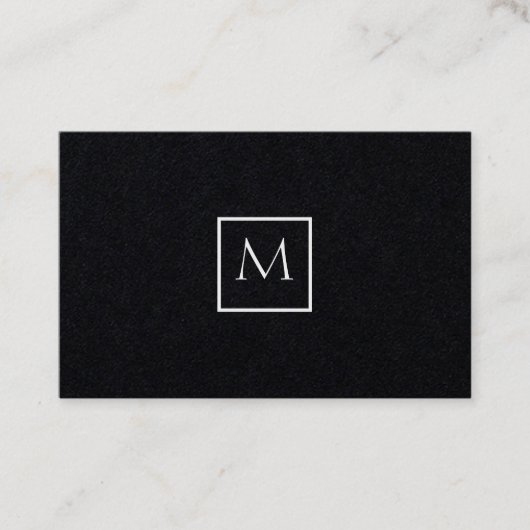 Monochrome Minimalistische Rectangle Monogramm Visitenkarte (Vorderseite)